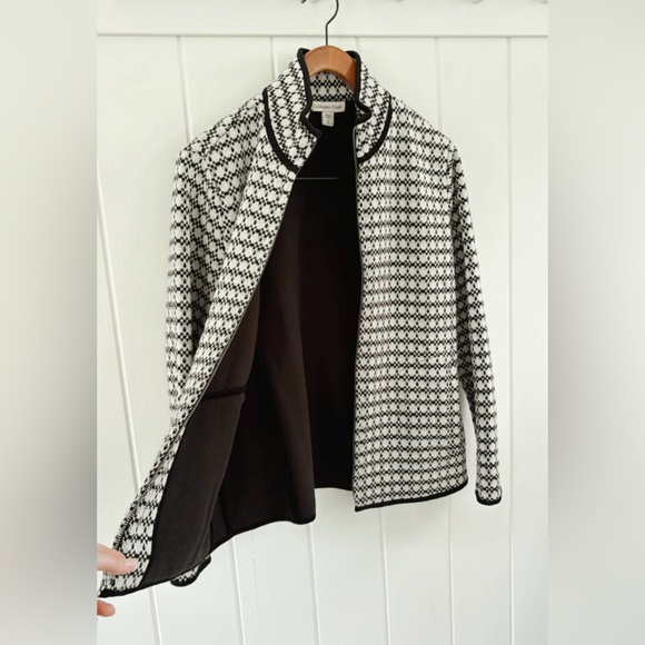 Coldwater Creek Wool Blend Fleece Mock Neck Zip Up Geometric Women Small Warm - Picture 11 of 14